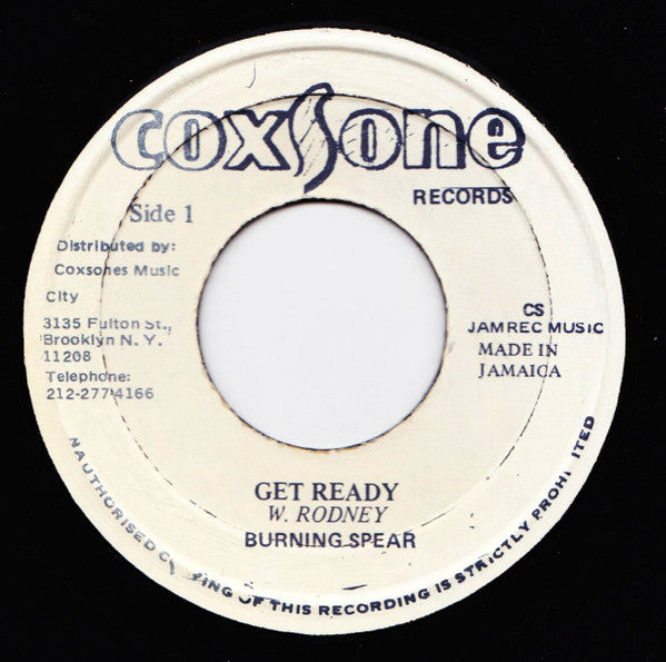 Image of Front Cover of 7" - /VG - BURNING SPEAR, Get Ready (Coxsone Records; , US 1980s Reissue), Decent copy.,  - 2226194E