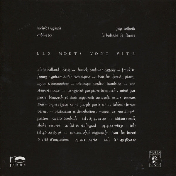 Image of Back Cover of LP - EX/EX - SHUB NIGGURATH, Les Morts Vont Vite (Replica Records; RPC013, France 2015 Reissue, Label Insert, 180 Gram Vinyl), Still In Stickered Shrinkwrap,  - 2226241E