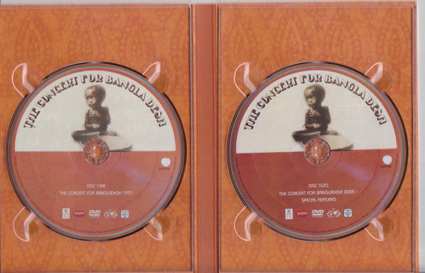 Image of Label Cover of 2xDVD - VG+/EX - VARIOUS, The Concert For Bangladesh (Apple Records; 0349-70481-2, Europe 2005, Box Set, 2 Inserts & Book, Poster, 2 x DVD, DVD-Video, PAL, Limited Edition. 10x post cards. Apple sticker), ,  - 2236108E