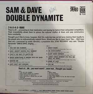Image of Back Cover of LP - VG/VG - SAM & DAVE, Double Dynamite (Stax; S712, US 1966), Marks on disc. Ringwear on sleeve.,  - 2226146E