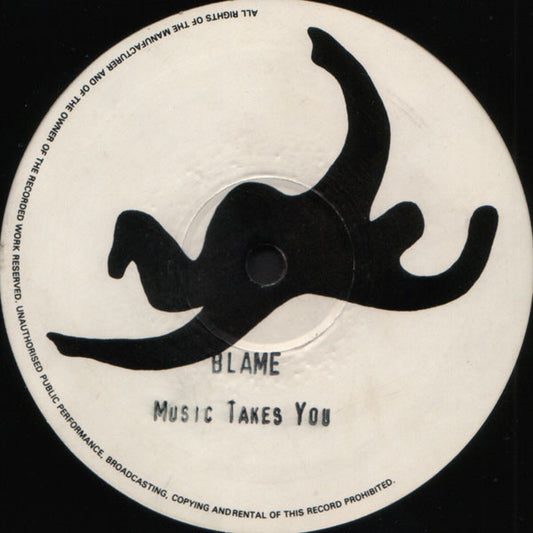 Image of Front Cover of 12" - /VG - BLAME, Music Takes You (Seal Version) (Moving Shadow; SHADOW 11, UK 1991), Slight marks throughout both sides, but plays with little to no surface noise., Rare, sought after promo copy with Moving Shadow labels featuring unlicensed vocals from Seal that were removed from the official release due to legal reasons. - 2246222S