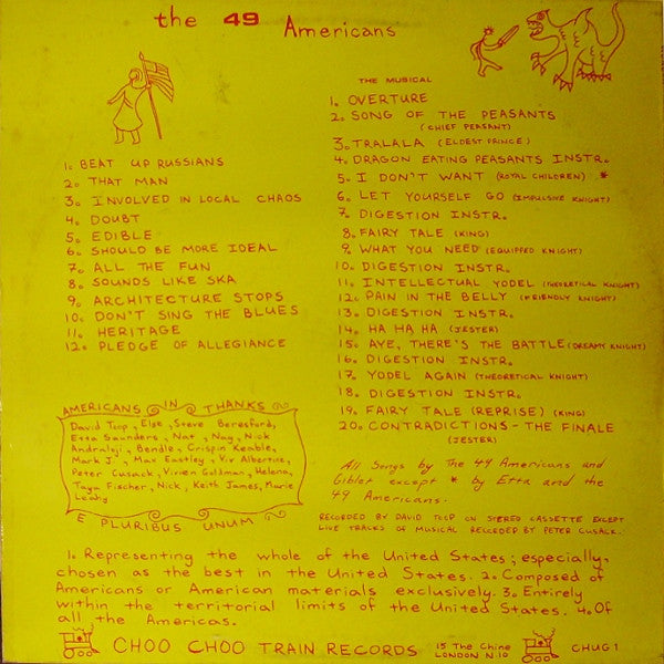 Image of Back Cover of LP - VG/VG+ - THE 49 AMERICANS, E Pluribus Unum (Choo Choo Train Records ; CHUG 1, UK 1980, No Insert), Ring Wear,  - 2226207E
