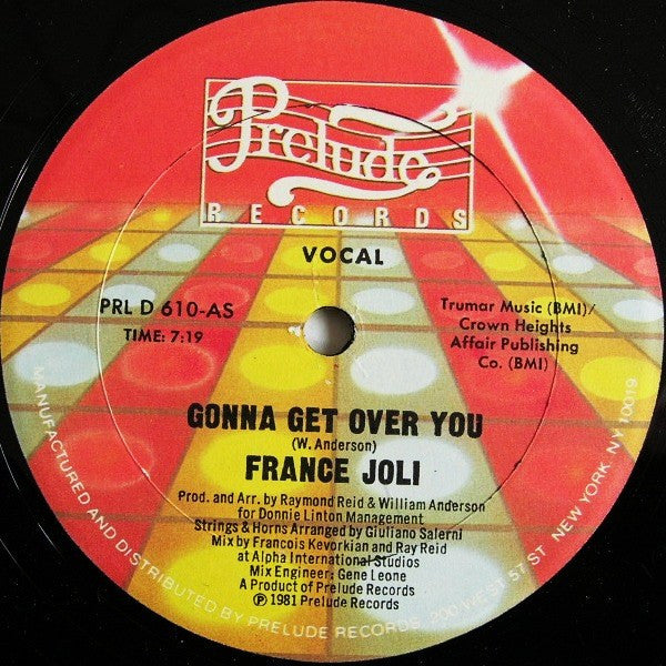 Image of Label Cover of 12" - VG/VG - FRANCE JOLI, Gonna Get Over You (Prelude Records; PRL D 610, US 1981, Company Sleeve), Sleeve has wear (particularly at corners), creasing, scuffs,  - 2216331C