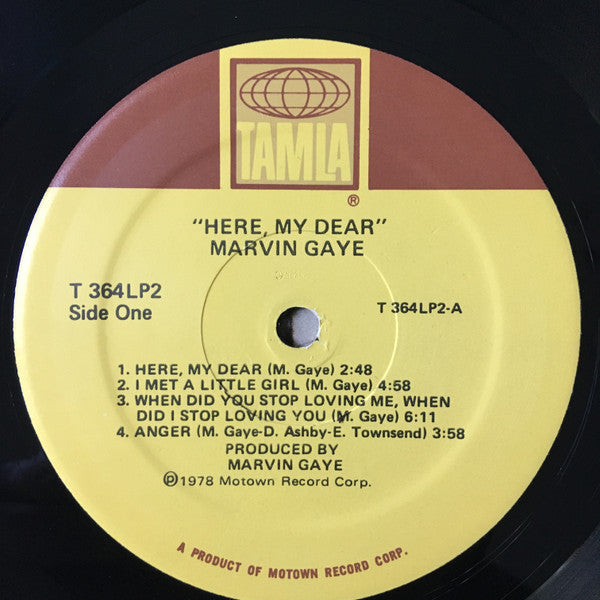 Image of Label Cover of 2xLP - VG+/VG+ - MARVIN GAYE, Here, My Dear (Tamla; T 364LP2, US 1978, Gatefold), Light marks. Cut out sleeve.,  - 3926250E