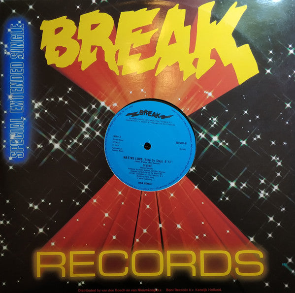 Image of Front Cover of 12" - G+/VG - DIVINE, Native Love (Step By Step) (Break Records; 308202, Netherlands 1982, Company Sleeve), Split at bottom of sleeve, A) Native Love (Step By Step)B) Native Love (Step By Step) (Remixed Version / USA Remix) - 2216364C