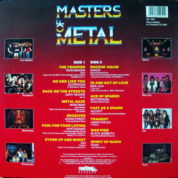 Image of Back Cover of LP - VG/VG - VARIOUS, Masters Of Metal (Powersaw Records; NE 1295, UK 1986), ,  - 2226288E