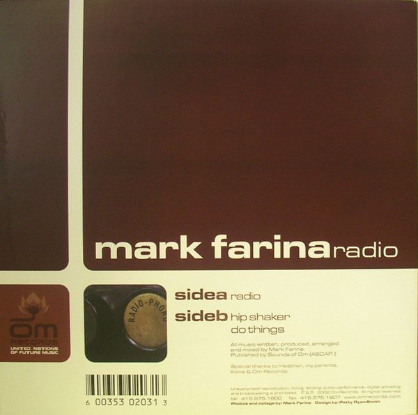 Image of Back Cover of 12" - VG+/M - MARK FARINA, Radio (OM Records; OM 103 SV, US 2002), SEALED. Light edge creasing from storage,  - 2226078E