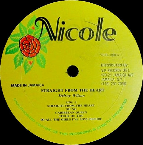 Image of Label Cover of LP - VG/VG - DELROY WILSON, Straight From The Heart (Nicole; VPRL 1020, Jamaica 1980s), ,  - 2216413C