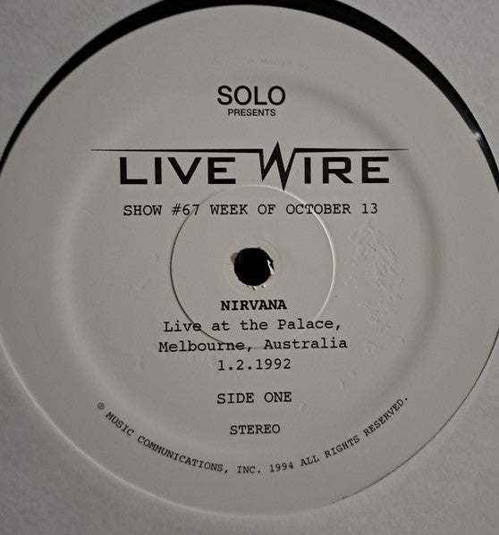 Image of Label Cover of 2xLP - VG+/VG+ - NIRVANA, Live At The Palace, Melbourne, Australia 1.2.1992 (Not On Label; SHOW #67, US 2010, Plain white sleeve with inlay sheet), ,  - 2246273S