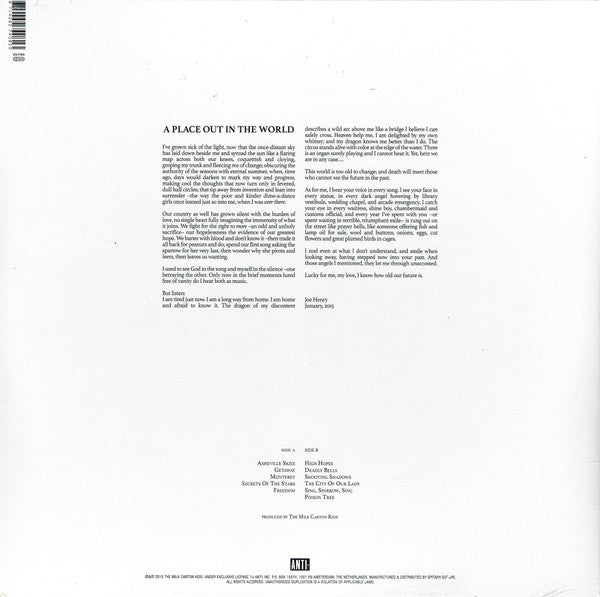 Image of Back Cover of LP - VG+/VG - THE MILK CARTON KIDS, Monterey (Anti-; 7408-1, Europe 2015, Gatefold, Inner), Strong VG, Sleeve still in stickered shrinkwrap ,  - 2216380C