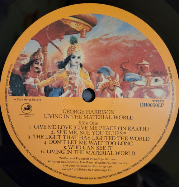 Image of Label Cover of LP - VG+/VG+ - GEORGE HARRISON, Living In The Material World - 50th Anniversary Edition (Dark Horse Records; DH0050LP, Worldwide 2024 Reissue, Gatefold, Booklet), ,  - 2226331E