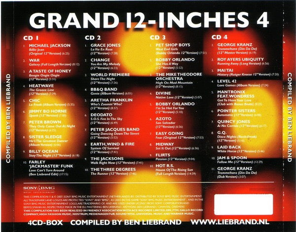 Image of Back Cover of 4xCD - M/M - BEN LIEBRAND, Grand 12-Inches 4 (Sony BMG Music Entertainment; 82876893792, Netherlands 2007, Fatbox Double Case), SEALED,  - 2216505C