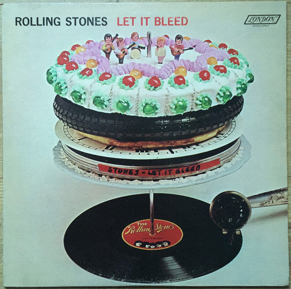 Image of Front Cover of LP - G+/VG - ROLLING STONES, Let It Bleed (London Records; NPS-4, US 1969, Pasteback Sleeve, Inner, No Poster, US First Press, AudioMatrix, Double Stamper, Without "Liner: NPS-4" on Back Of Sleeve, 'Gimmie Shelter' Credit to 'Mary Clayton'.), Light hairlines. Illegible etched X's over AudioBestway stamper. Heavy staining, seam splitting and corner creases to inner and sleeve. ,  - 2246345S