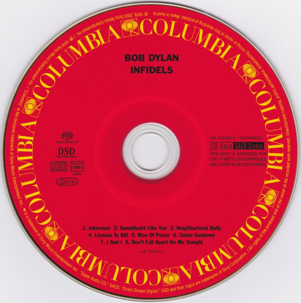 Image of Label Cover of CD - VG+/VG+ - BOB DYLAN, Infidels (Columbia; 512344 6, Europe 2003 Reissue), ,  - 2256233S