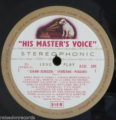 Image of Label Cover of LP - VG/VG - TITO GOBBI, VICTORIA DE LOS ANGELES, ORCHESTRA OF THE OPERA HOUSE, ROME, GABRIELE SANTINI, Puccini: Gianni Schicchi (His Master's Voice; ASD 295, UK 1959, Laminated Flipback Sleeve), Edge Wear,  - 2226403E