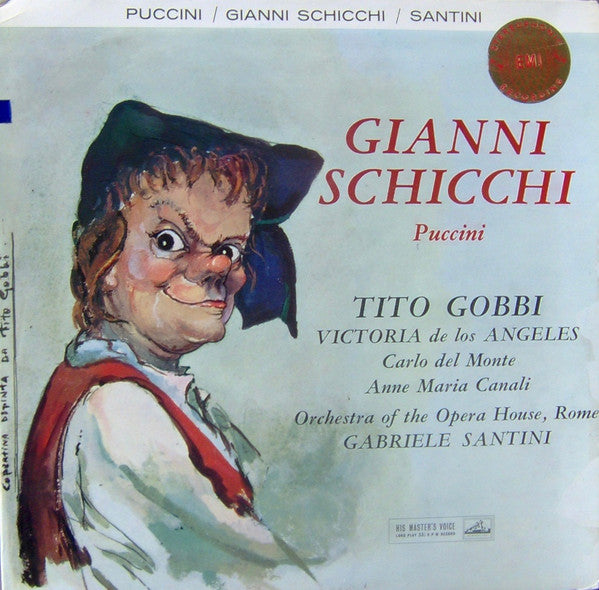 Image of Front Cover of LP - VG/VG - TITO GOBBI, VICTORIA DE LOS ANGELES, ORCHESTRA OF THE OPERA HOUSE, ROME, GABRIELE SANTINI, Puccini: Gianni Schicchi (His Master's Voice; ASD 295, UK 1959, Laminated Flipback Sleeve), Edge Wear,  - 2226403E