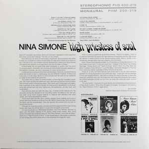 Image of Back Cover of LP - VG+/VG+ - NINA SIMONE, High Priestess Of Soul (Verve Records; 0600753605745, Europe , 180 Gram Vinyl), Some light creasing to sleeve.,  - 2216563C