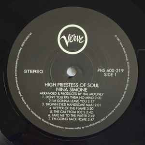 Image of Label Cover of LP - VG+/VG+ - NINA SIMONE, High Priestess Of Soul (Verve Records; 0600753605745, Europe , 180 Gram Vinyl), Some light creasing to sleeve.,  - 2216563C