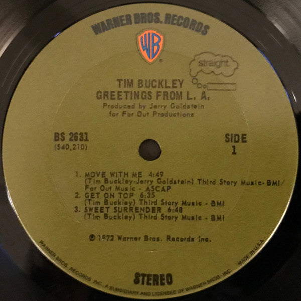 Image of Label Cover of LP - G+/VG - TIM BUCKLEY, Greetings From L.A. (WB Green; BS2631, US 1972, Inside Loading Gatefold Sleeve, Postcard Missing, Inner), ,  - 2226410E