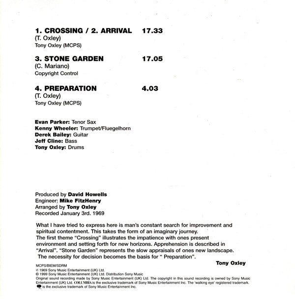 Image of Label Cover of CD - VG+/VG+ - TONY OXLEY QUINTET, The Baptised Traveller (Columbia; 494438 2, UK & Europe 1999, Jewel Case), ,  - 2236253E