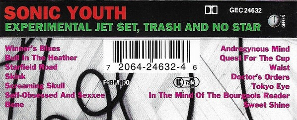 Image of Back Cover of Cassette - VG+/VG - SONIC YOUTH, Experimental Jet Set, Trash And No Star (Geffen Records; GEC 24632, Europe 1994), ,  - 2316004C