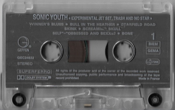 Image of Label Cover of Cassette - VG+/VG - SONIC YOUTH, Experimental Jet Set, Trash And No Star (Geffen Records; GEC 24632, Europe 1994), ,  - 2316004C