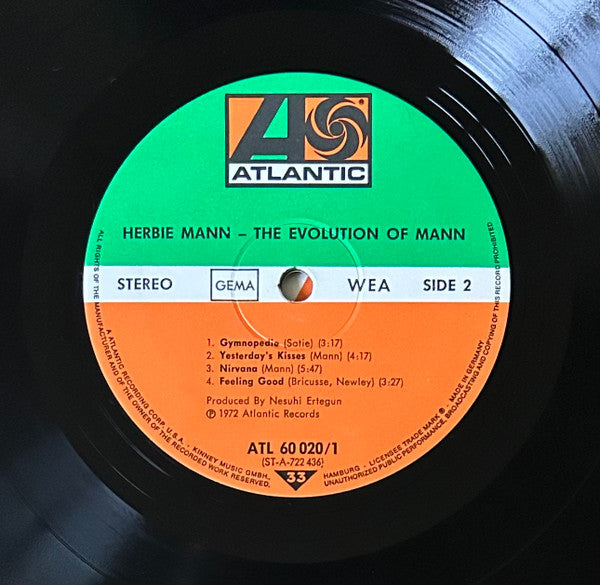 Image of Label Cover of 2xLP - VG+/VG+ - HERBIE MANN, The Evolution Of Mann (Atlantic Orange & Green; ATL 60 020, Germany 1973, Gatefold, Missing the insert), ,  - 2226412E