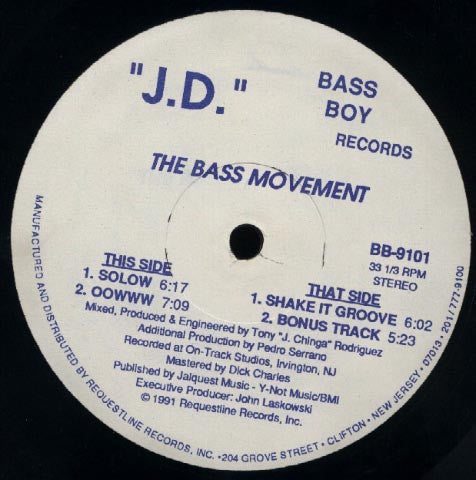 Image of Front Cover of 12" - /VG+ - J.D., The Bass Movement (Bass Boy Records; BB-9101, US 1991), ,  - 2346041S