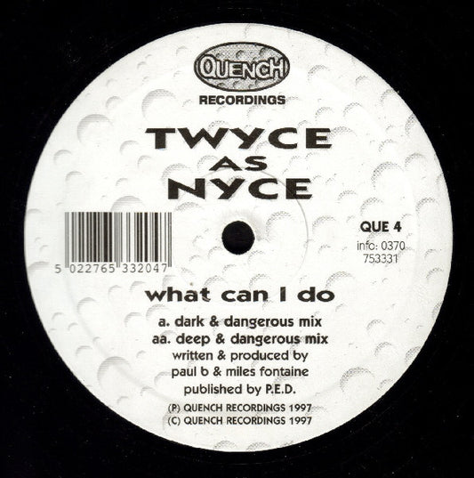 Image of Front Cover of 12" - /VG+ - TWYCE AS NYCE, What Can I Do (Quench Recordings; QUE 4, UK 1997), ,  - 2346042S