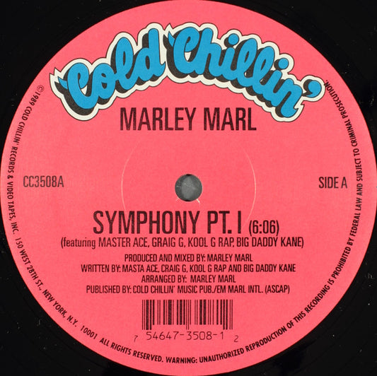 Image of Front Cover of 12" - VG/VG+ - MARLEY MARL, The Symphony Pt. I / The Symphony Pt. II (Cold Chillin'; CC3508, US 1998, Company Sleeve), ,  - 2326010E