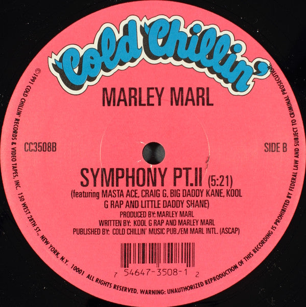 Image of Back Cover of 12" - VG/VG+ - MARLEY MARL, The Symphony Pt. I / The Symphony Pt. II (Cold Chillin'; CC3508, US 1998, Company Sleeve), ,  - 2326010E
