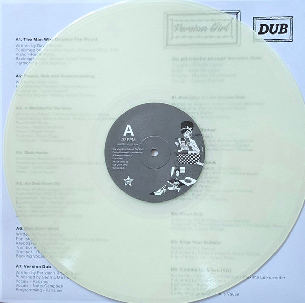 Image of Label Cover of LP - VG+/VG+ - RHODA DAKAR, Version Girl In Dub (Sunday Best Recordings; SBESTLP101, UK 2025, Picture Sleeve, Glow In The Dark vinyl), Light surface crackle but disc has barely any marks so likely due to pressing,  - 2326024E