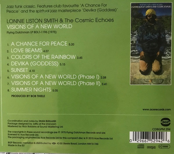 Image of Back Cover of CD - VG+/VG+ - LONNIE LISTON SMITH AND THE COSMIC ECHOES, Visions Of A New World (BGP Records; CDBGPM 294, UK & Europe 2015 Reissue, Jewel Case), ,  - 2316035C