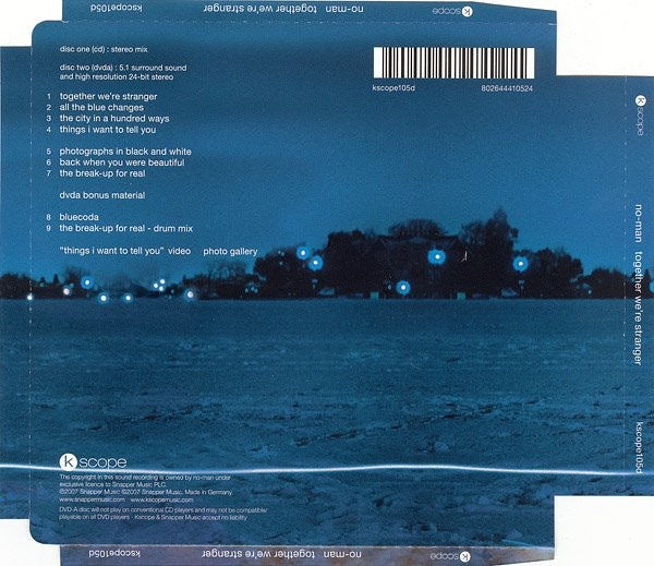 Image of Back Cover of 2xCD - VG+/EX - NO-MAN, Together We're Stranger (Kscope; kscope105d, UK 2007 Reissue, Super Jewel case), Opened Instore,  - 2316040C