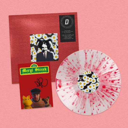 Image of Front Cover of LP - NEW/NEW - MERYL STREEK, Stories They Don't Teach You At School - Dinked Edition (Venn Records; VENN090X, UK 2026, Signed A5 Print, Clear with red splatter vinyl, Alternative artwork sleeve, Limited pressing of 700,Dinked Edition No. 419), , Much like a teacher, Meryl Streek imparts his knowledge and lived experiences to all who are willing to listen. His third album, ‘Stories TheyDon’t Teach You At School’, serves as an alternative form of education, delivered through a viscer