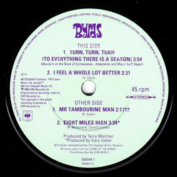 Image of Label Cover of 7" - VG/VG - THE BYRDS, Four Dimensions EP (CBS; 656544 7, UK 1990, Picture Sleeve), Strong VG,  - 2316083C
