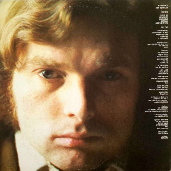 Image of Back Cover of LP - VG/G+ - VAN MORRISON, Moondance (Warner Bros. Records; BSK 3103, US 1977 Reissue, Gatefold, Winchester Pressing), Sticker damage at bottom of front sleeve.,  - 2316065C