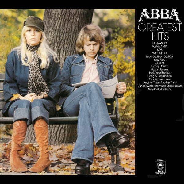 Image of Front Cover of LP - VG/G+ - ABBA, Greatest Hits (Epic; EPC 69218, UK 1970s Reissue, Gatefold), Light marks and hairlines. Mild creasing inside gatefold and edgewear.,  - 2316127C