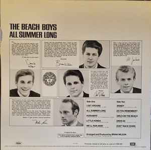 Image of Back Cover of LP - VG+/VG - THE BEACH BOYS, All Summer Long (Capitol Records; SN-16016, Canada 1980 Reissue), ,  - 2316129C