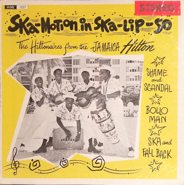 Image of Front Cover of LP - G+/G+ - THE HILTONAIRES, Ska-Motion In Ska-lip-so (WIRL; WIRL. 1027, Jamaica 1966), Very conservative grading : disc shows lots of scuffs, plays strong VG or better, shiny. Sleeve is split on both seams, but both panels look great.,  - 2316140C