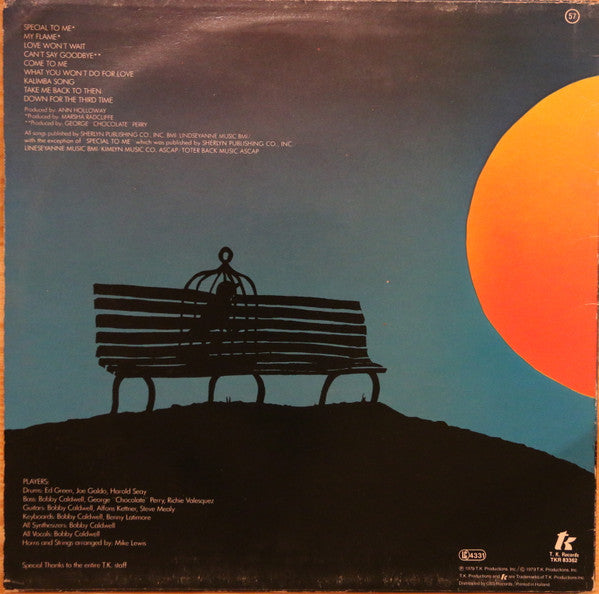 Image of Back Cover of LP - G+/VG - BOBBY CALDWELL, Bobby Caldwell (T.K. Records; TKR 83362, Europe 1979 Reissue), Vinly in strong VG, superficial marks only.,  - 2346083S