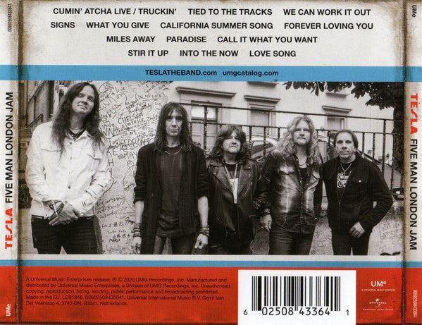 Image of Back Cover of CD - VG+/VG+ - TESLA, Five Man London Jam (UMe; 00602508433641, Europe 2020, Jewel Case), ,  - 2336057E