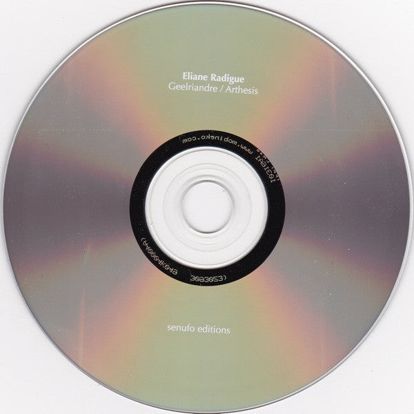 Image of Label Cover of CD - VG+/VG+ - ELIANE RADIGUE, Geelriandre / Arthesis (Senufo Editions; senufo edition # twentyone, Italy 2011, Card Sleeve), ,  - 2336064E