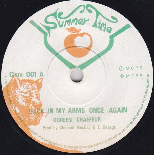 Image of Front Cover of 7" - /G+ - DOREEN SHAFFER, Back In My Arms Once Again (Summertime; Clem 001, 	UK 1974, Solid Centre), Light marks only, plays above grade.,  - 2316177C