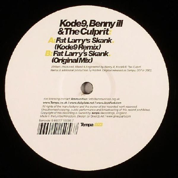 Image of Front Cover of 12" - VG+/VG - KODE9, BENNY ILL & THE CULPRIT, Fat Larry's Skank - Remix (Tempa; Tempa.023, UK 2006, Die Cut Company Sleeve), ,  - 2316180C