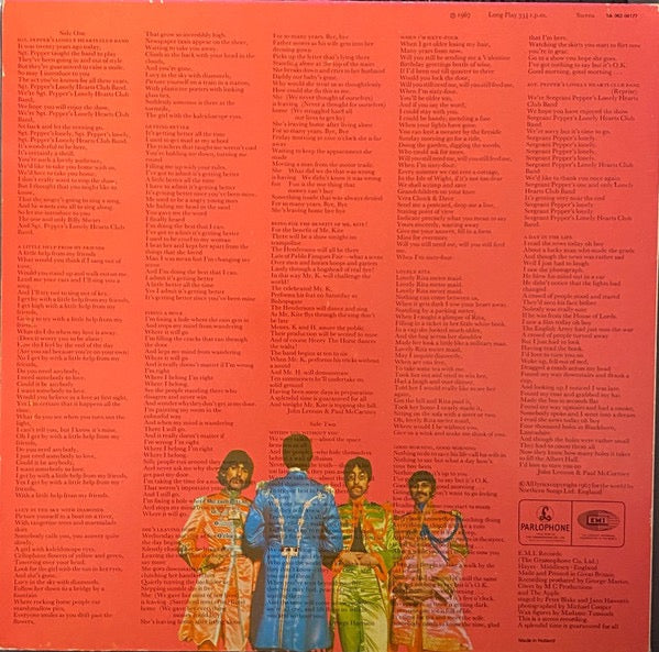 Image of Back Cover of LP - VG/G - THE BEATLES, Sgt. Pepper's Lonely Hearts Club Band (Parlophone; 1A 062-04177, Netherlands 1970s Reissue, Gatefold, Insert), ,  - 2316188C