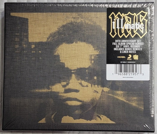 Image of Front Cover of 6x7" - EX/VG - NAS, Illmatic (Get On Down; GET 56055-7, US 2024 Reissue, Book Sleeve In Slipcase, Booklet, 30th Anniversary), Strong VG. Still In Opened Shrinkwrap With Hype Sticker,  - 2316249C