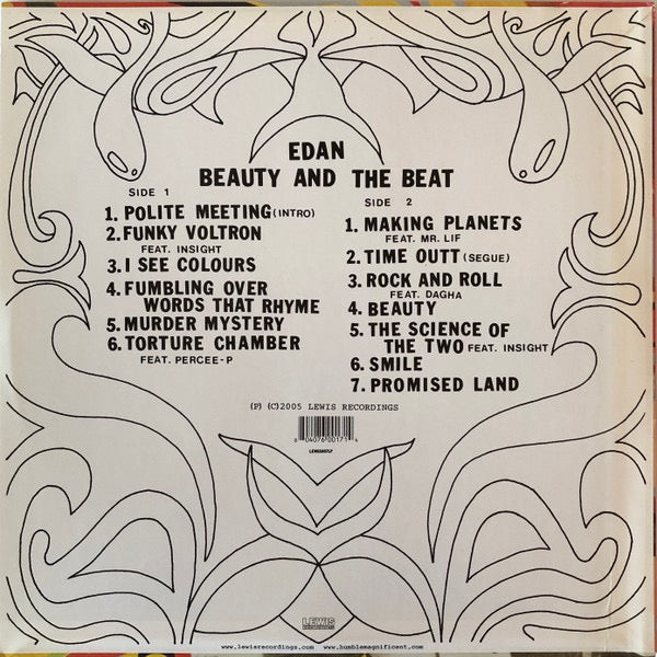 Image of Back Cover of LP - VG+/VG+ - EDAN, Beauty And The Beat (Lewis Recordings; LEWIS007LP, UK 2005, Insert, Label Variation), Disc has only the lightest of marks!,  - 2316242C