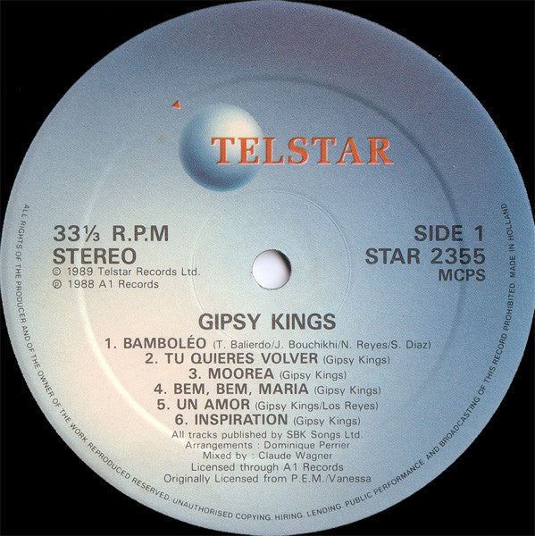Image of Label Cover of LP - VG/VG - GIPSY KINGS, Gipsy Kings (Telstar; STAR 2355, UK & Ireland 1989), Ringwear & evidence of previous price sticker on sleeve. Multiple light creasing on edge of sleeve.,  - 2346158S