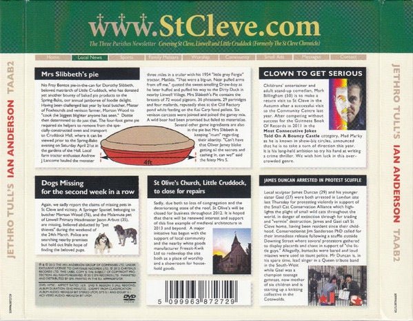 Image of Back Cover of CD - VG+/VG+ - IAN ANDERSON, TAAB2 (Chrysalis; 5099963872729, Europe 2012, Double Digipak, Booklet), ,  - 2316252C